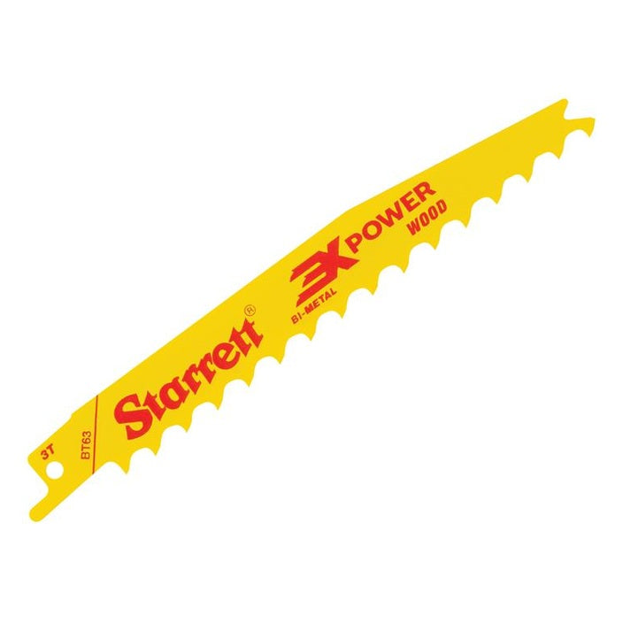 Starrett BT63-5 Bi-Metal Reciprocating Blade, Wood Tapered 152mm 3 TPI (Pack 5)