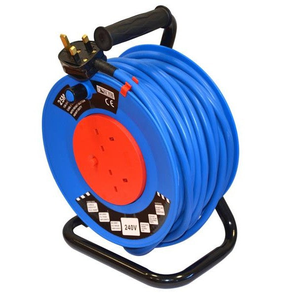 TALAtools Heavy-Duty Cable Reel 220V 2-Socket 25m