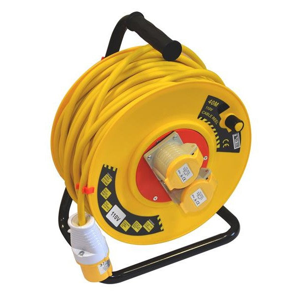 TALAtools Heavy-Duty Cable Reel 110V 40m 2-Socket