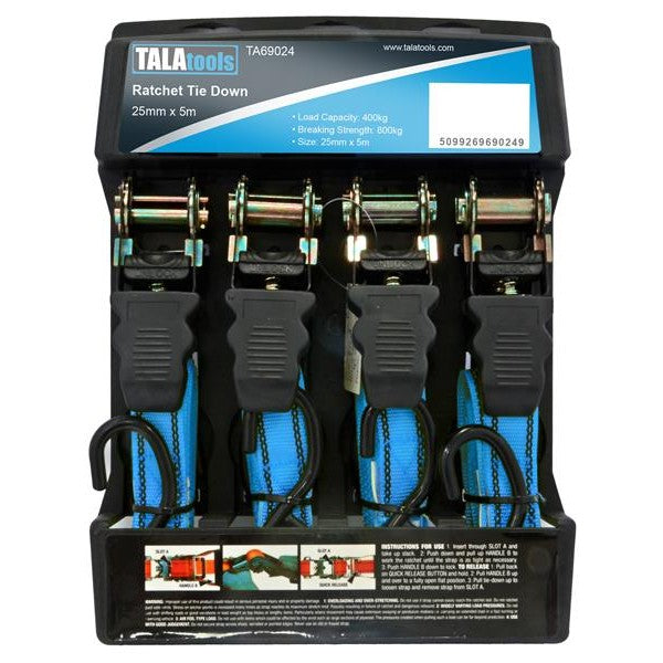 TALAtools Ratchet Tie Down Set, 4 Piece