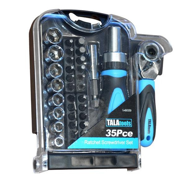 TALAtools Ratchet Screwdriver Bit Set, 35 Piece - Watson Hire