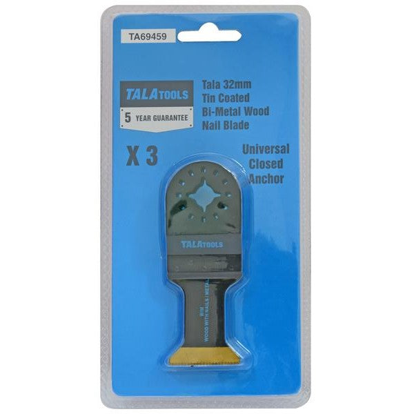TALAtools Multi-Tool Bi-Metal Wood with Nails Blade 32mm (Pack 3)