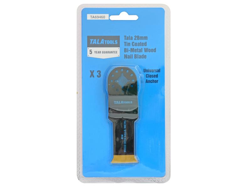 TALAtools Multi-Tool Bi-Metal Wood with Nails Blade 28mm (Pack 3)