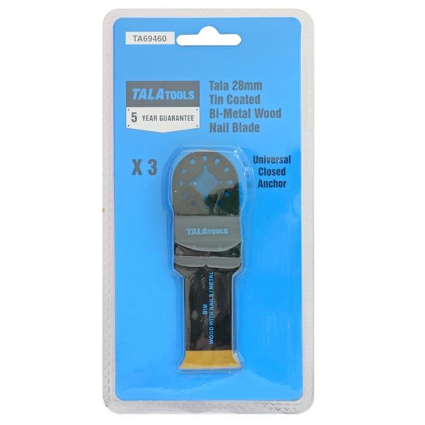 TALAtools Multi-Tool Bi-Metal Wood with Nails Blade 28mm (Pack 3)