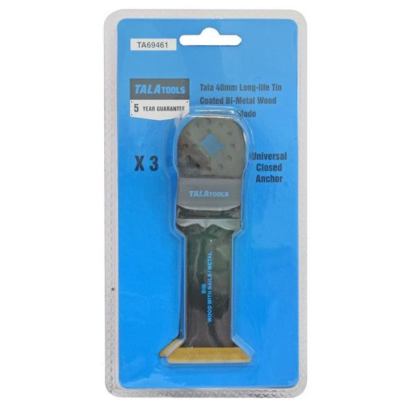 TALAtools Multi-Tool Bi-Metal Wood with Nails Blade 40mm (Pack 3)