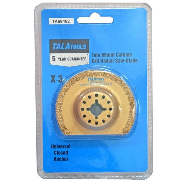 TALAtools Multi-Tool Carbide Grit Radial Saw Blade 65mm (Pack 3)