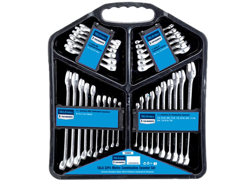 TALA Metric/Imperial Combination Spanner Set, 32 Piece