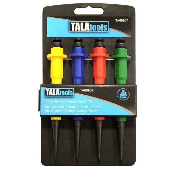 TALAtools Nail & Centre Punch Set, 4 Piece