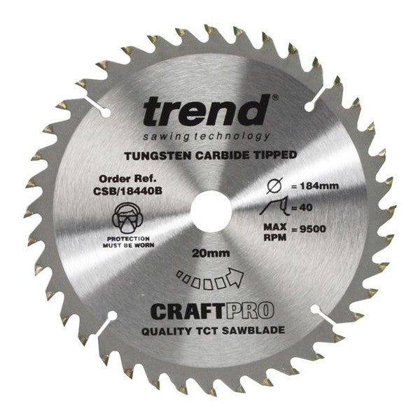 Trend CSB/18440B CraftPro Saw Blade 184 x 20mm x 40T
