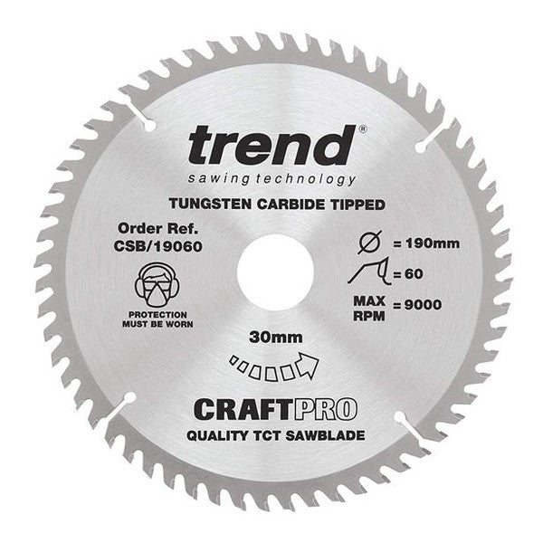 Trend CSB/19060 Craft Pro Saw Blade 190 x 30mm x 60T