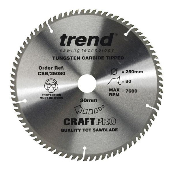 Trend CSB/25080 Craft Pro Saw Blade 250 x 30mm x 80T