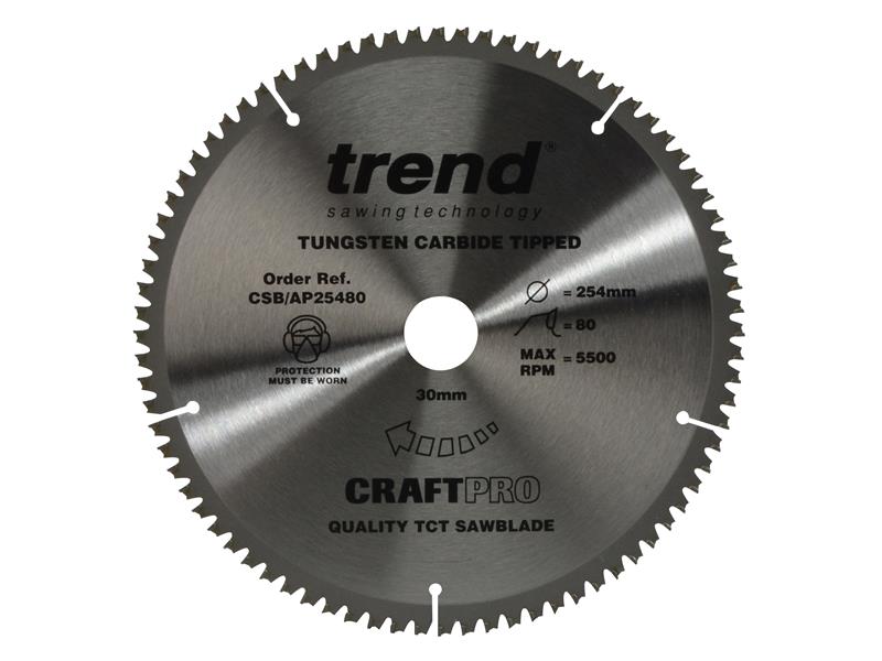 Trend CSB/AP25480 Craft Pro Saw Blade for Aluminium & Plastic 254 x 30mm x 80T