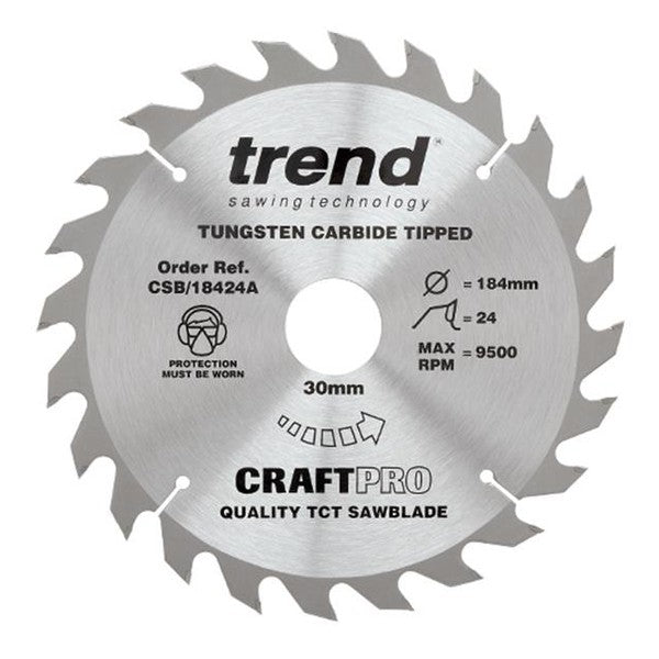 Trend CSB/18424A CraftPro Circular Saw Blade 184 x 30mm x 24T