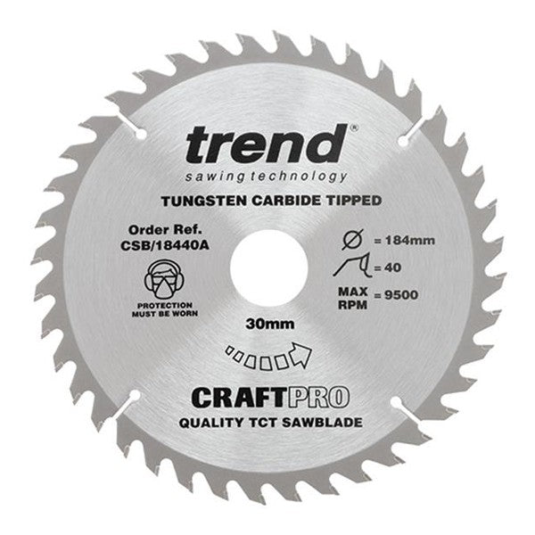 Trend CSB/18440A CraftPro Circular Saw Blade 184 x 30mm x 40T