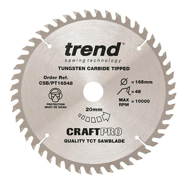 Trend CraftPro Circular Saw Blade, TCP 165 x 20mm x 48T