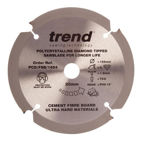 Trend PCD/FSB/1654 Fibreboard Saw Blade 165 x 20mm x 4T