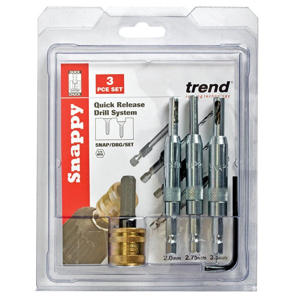 Trend SNAP/DBG/SET Drill Bit Guide Set with Quick Chuck - 5/64in 7/64in & 9/64in