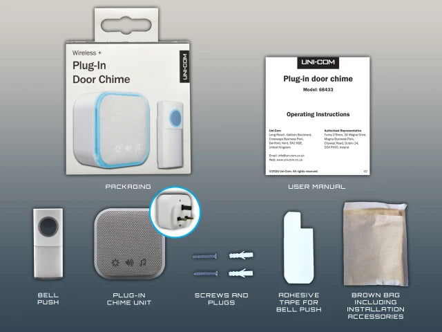 UNI-COM PLUG-IN DOOR CHIME WHITE