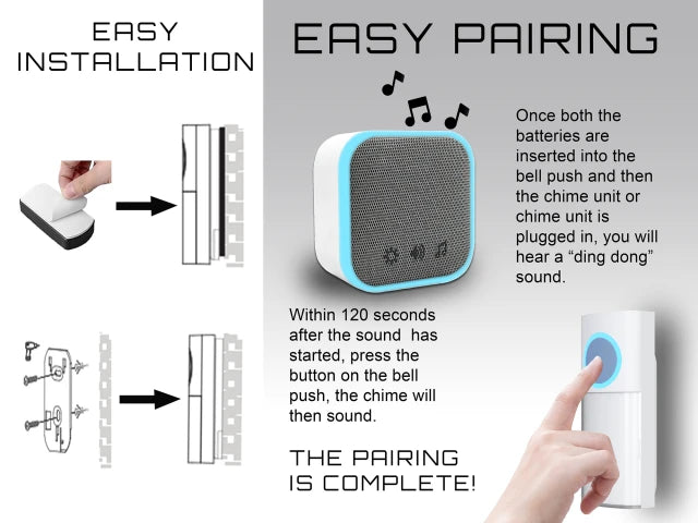 UNI-COM PORTABLE & PLUG-IN DOOR CHIME SET WHITE