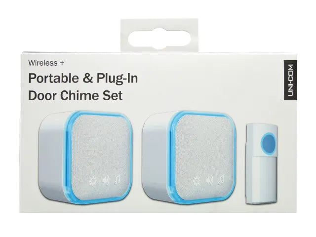 UNI-COM PORTABLE & PLUG-IN DOOR CHIME SET WHITE