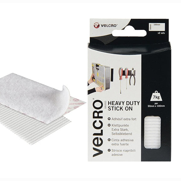 Heavy-Duty VELCRO® Stick On Strips 2pk 50x100mm - Watson Hire