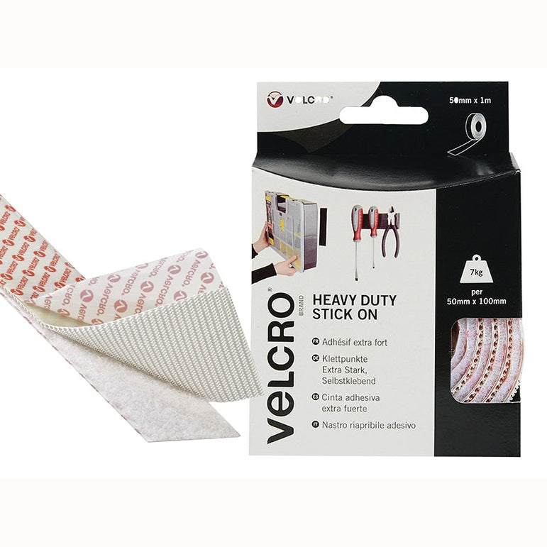VELCRO® Brand VELCRO® Brand Heavy-Duty Stick On Tape 50mm x 1m White