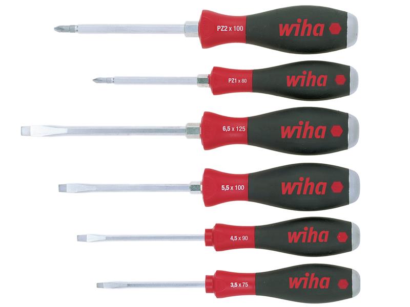 Wiha SoftFinish® SL/PZ Hex Blade Screwdriver Set, 6 Piece
