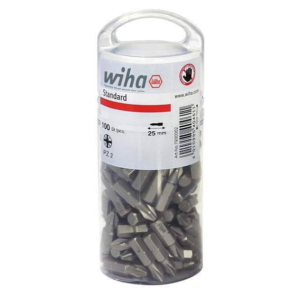 Wiha Standard Pozidriv Bits PZ2 25mm Tub of 100