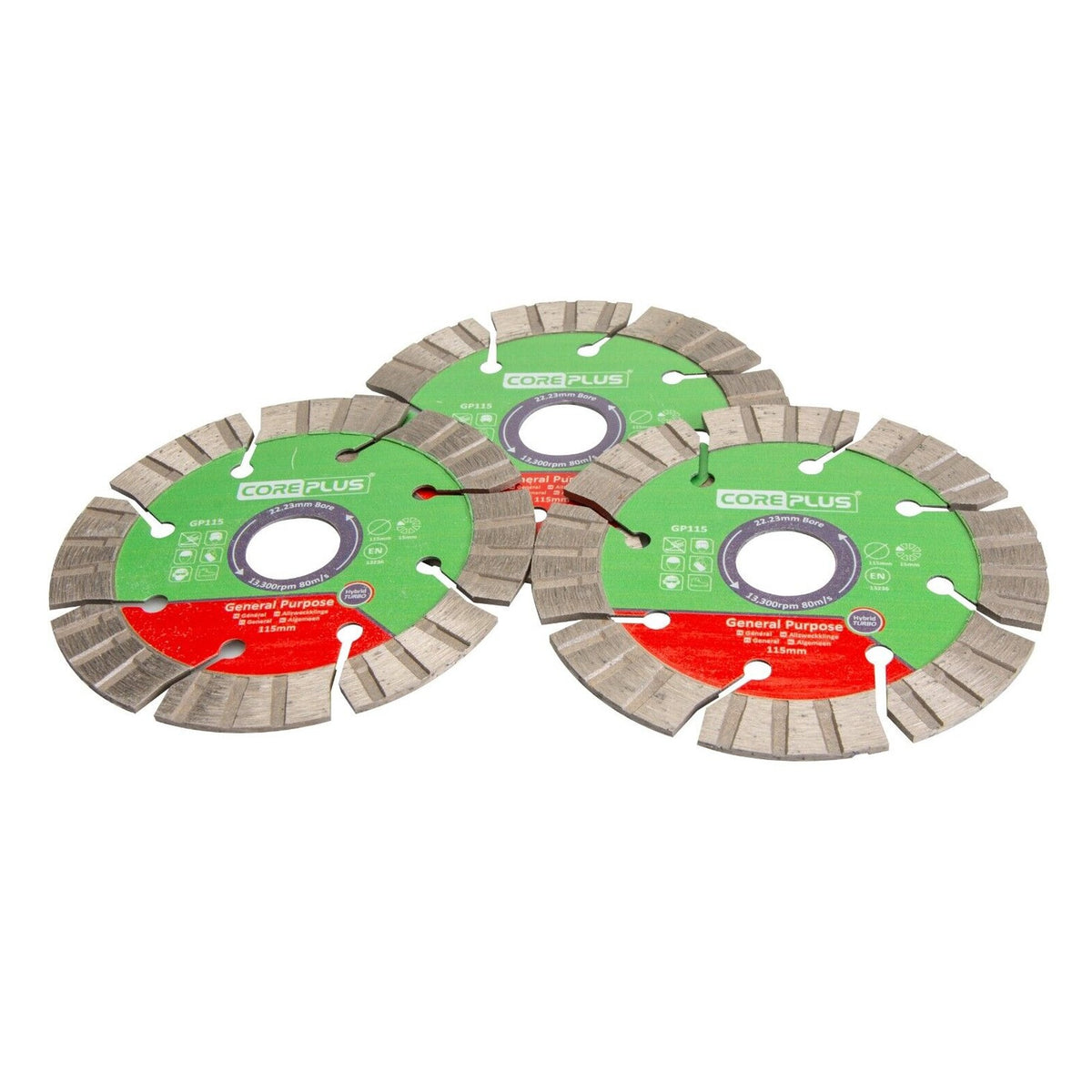 COREPLUS HYBRID 115MM TURBO DIAMOND BLADE TRIPLE PACK