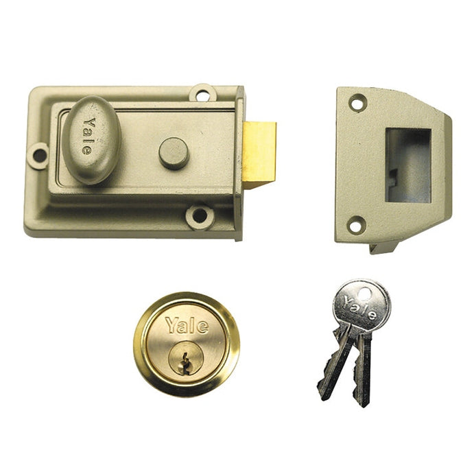 Yale Locks P77 Traditional Nightlatch 60mm Backset Nickel Brass Finish Visi