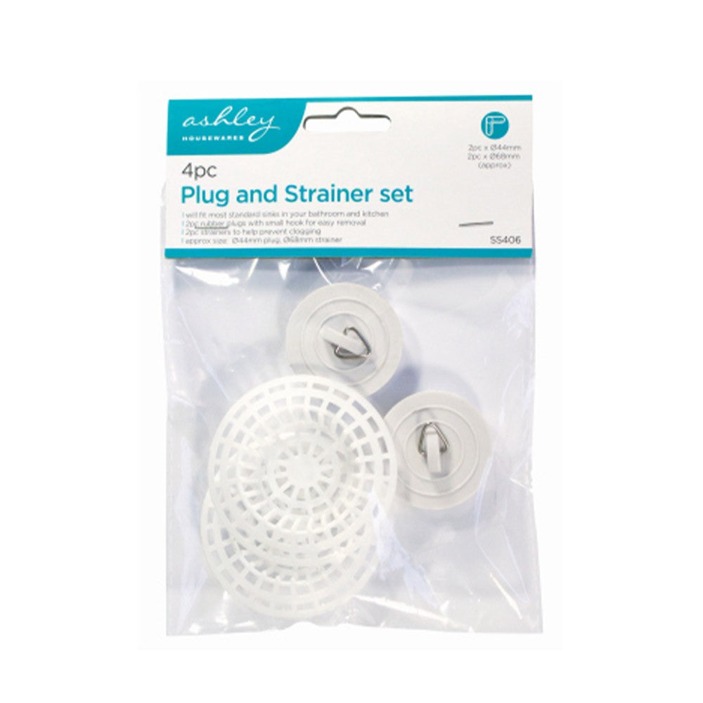 4PC BASIN PLUG AND SINK STRAINER SET