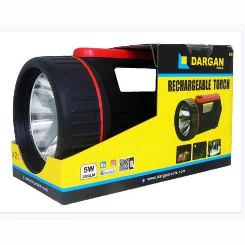 DARGAN RECHARGEABLE TORCH WITH FLOODLIGHT & RED STROBE
