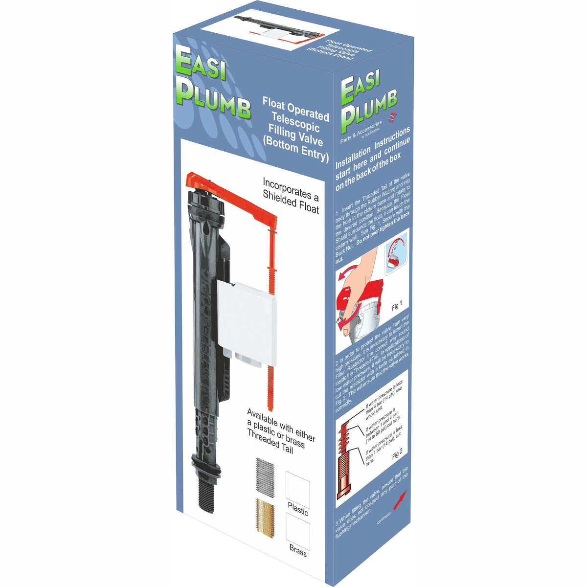 EASY PLUMB 1/2" BRASS TAIL BOTTOM ENTRY FILLING VALVE