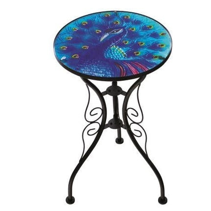 REDWOOD GLASS TOP BISTRO TABLE PEACOCK