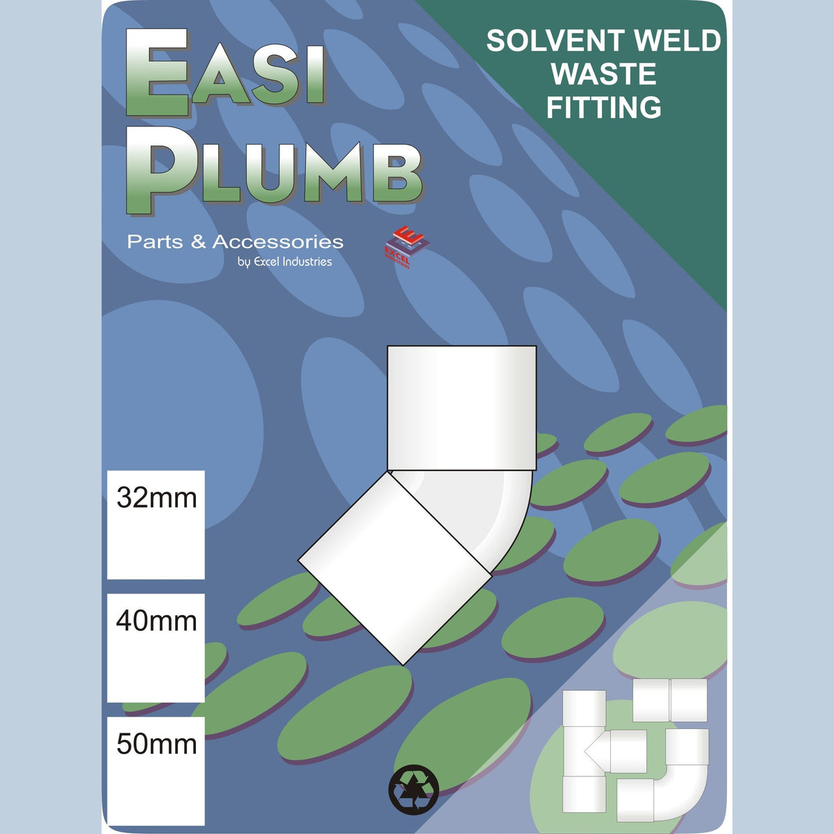 Easy Plumb 32mm White Waste 45 Deg. Bend