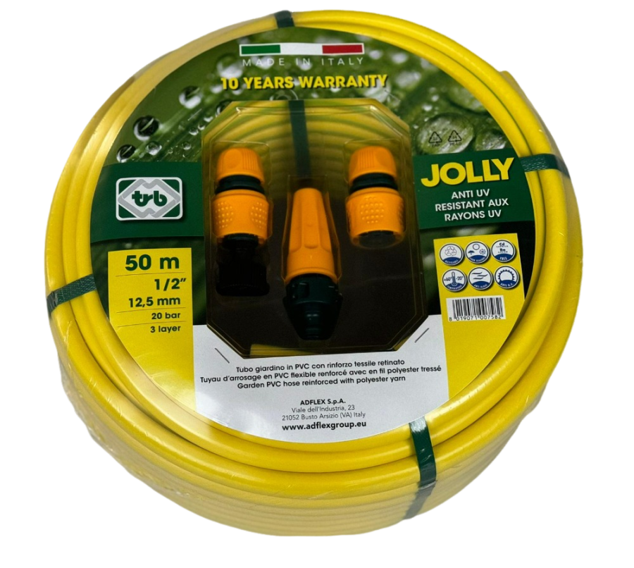 JOLLY 1/2" 50M GARDEN HOSE WITH NOZZLE KIT