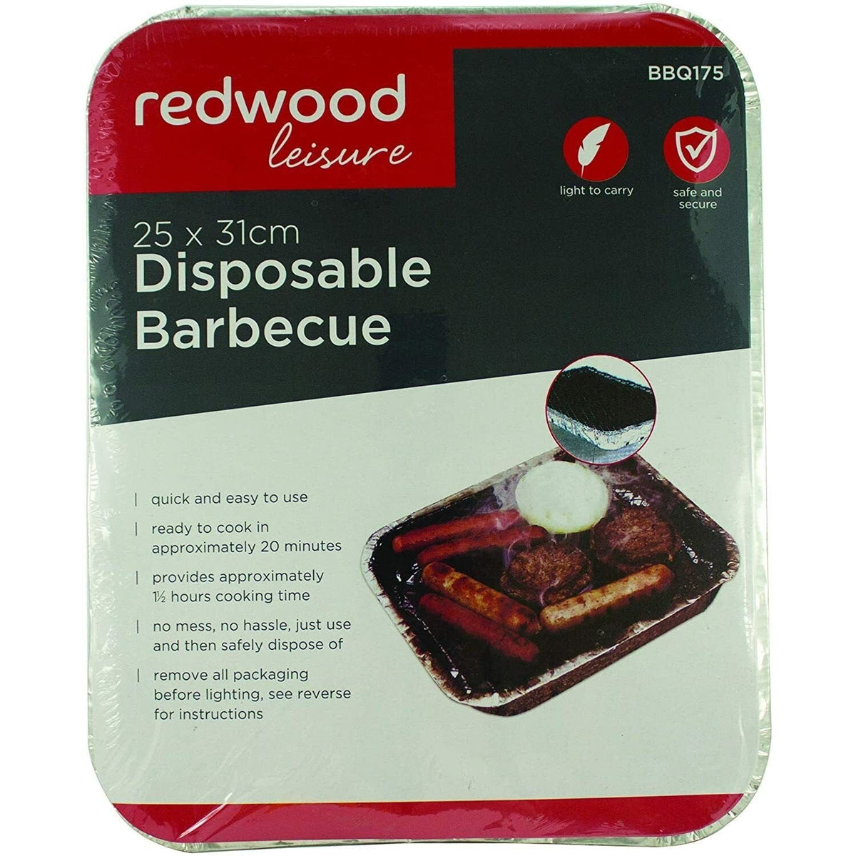 REDWOOD DISPOSABLE BARBECUE - 25 X 31CM BB-BBQ175 - Watson Hire