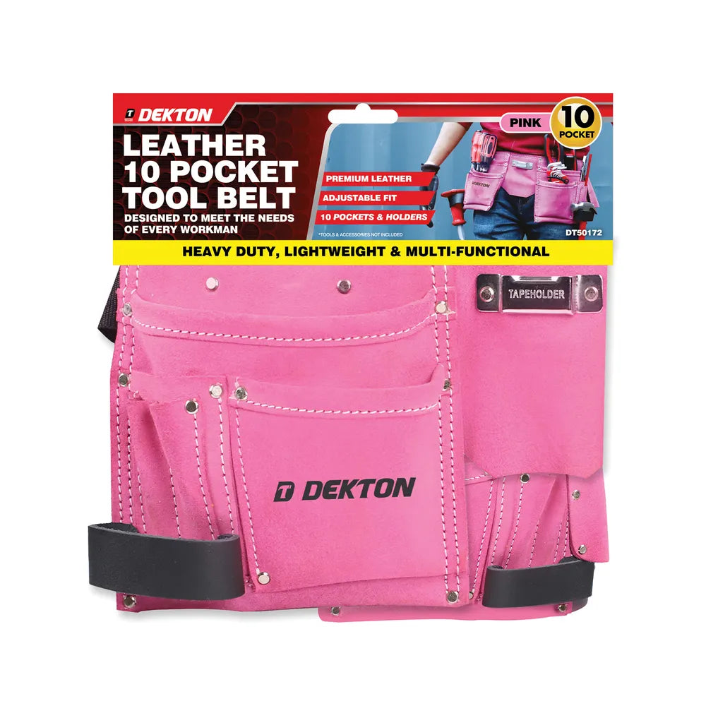 DEKTON LEATHER 10 POCKET TOOL BELT - PINK