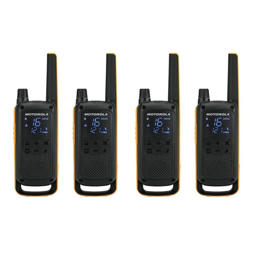 MOTOROLA TALKABOUT T82 2-WAY WALKIE TALKIE RADIO QUAD PACK YELLOW / BLACK