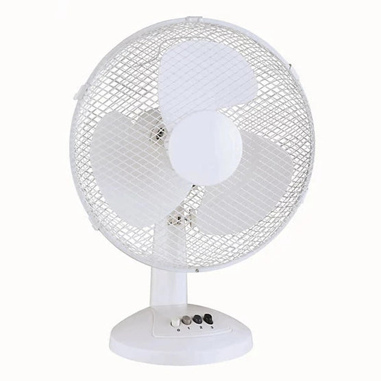 12" OSCILLATING WHITE DESK FAN