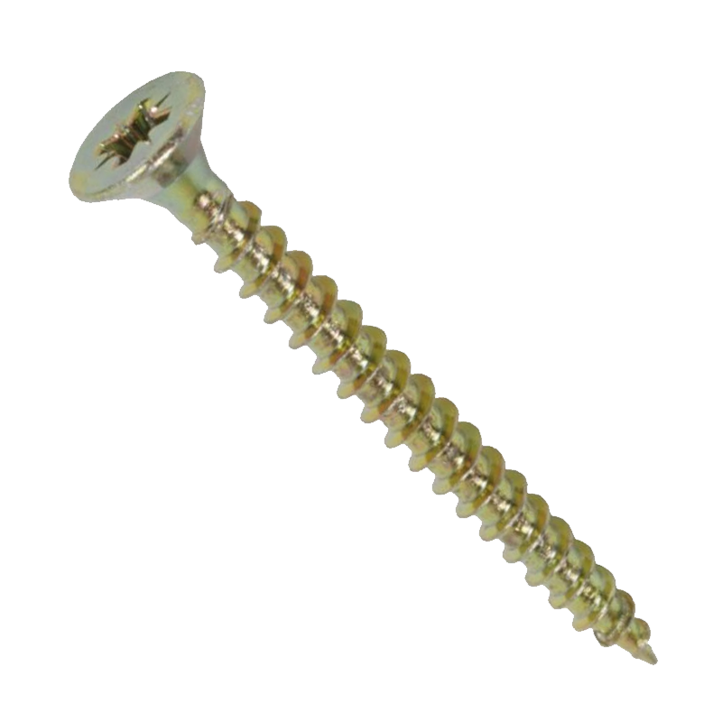 PREMIUM CHOICE 4.0x60mm CSK CHIPBOARD SCREW ZINC YELLOW PASSIVATED