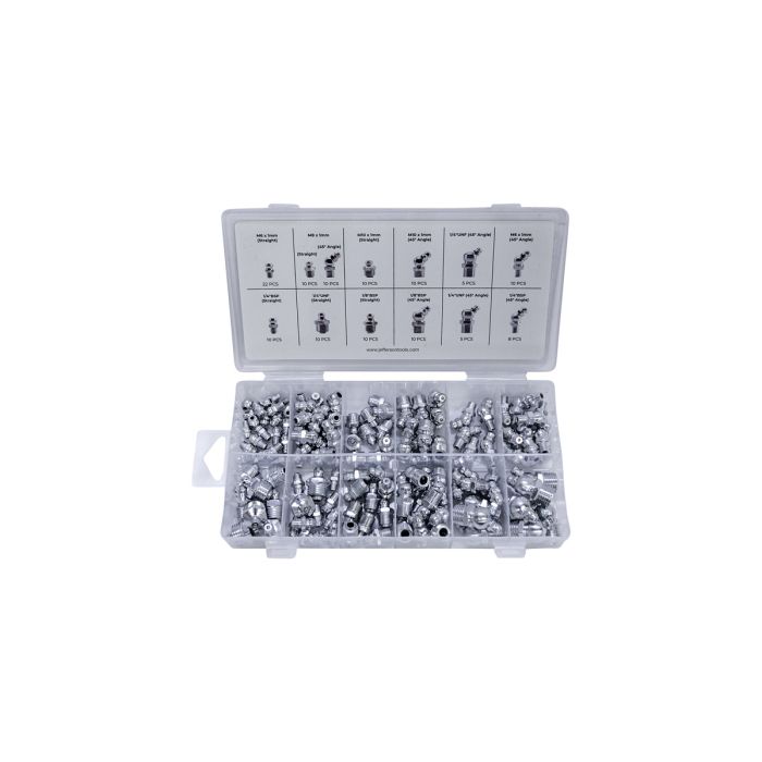 JEFFERSON 130PC GREASE NIPPLE ASSORTMENT METRIC BSP & UNF