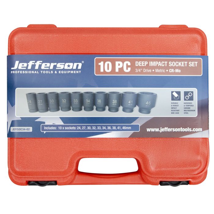 JEFFERSON 10PC 3/4" DEEP METRIC IMPACT SOCKET SET