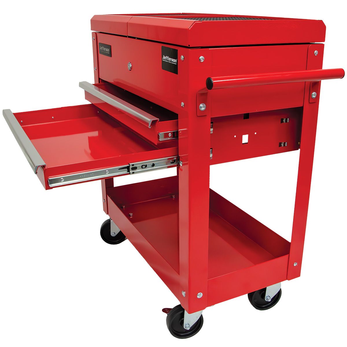 JEFFERSON MOBILE TOOL & PARTS TROLLEY WITH SLIDING LID & DRAWERS