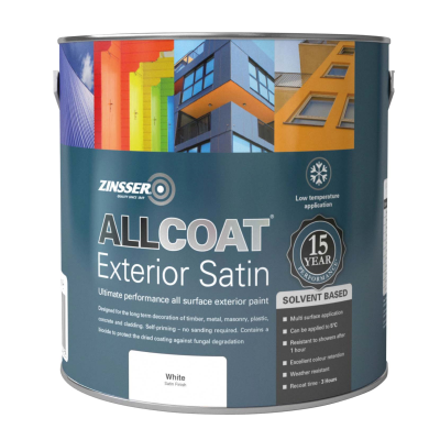 ZINSSER ALLCOAT EXTERIOR SOLVENT BASED SATIN 1L WHITE