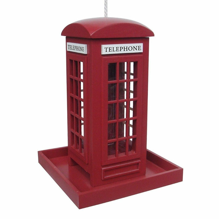REDWOOD Traditional Red Telephone Box Bird Feeder