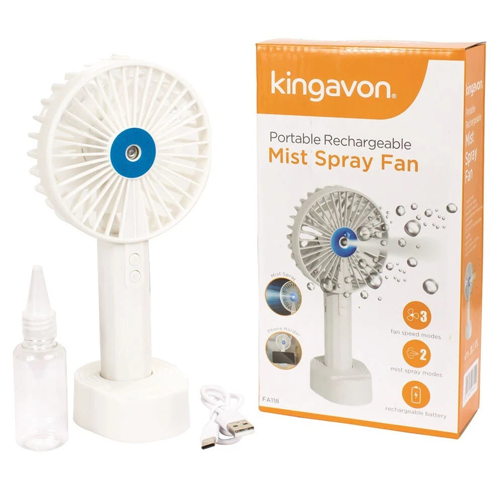 KINGAVON PORTABLE RECHARGEABLE MIST SPRAY FAN