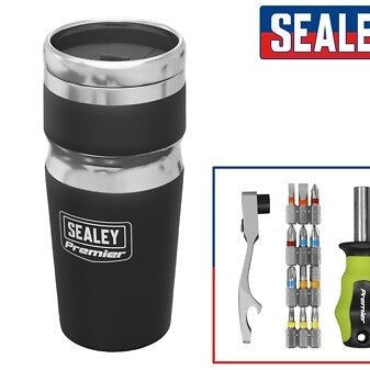 SEALEY PREMIER TRAVEL MUG WITH TOOL KIT