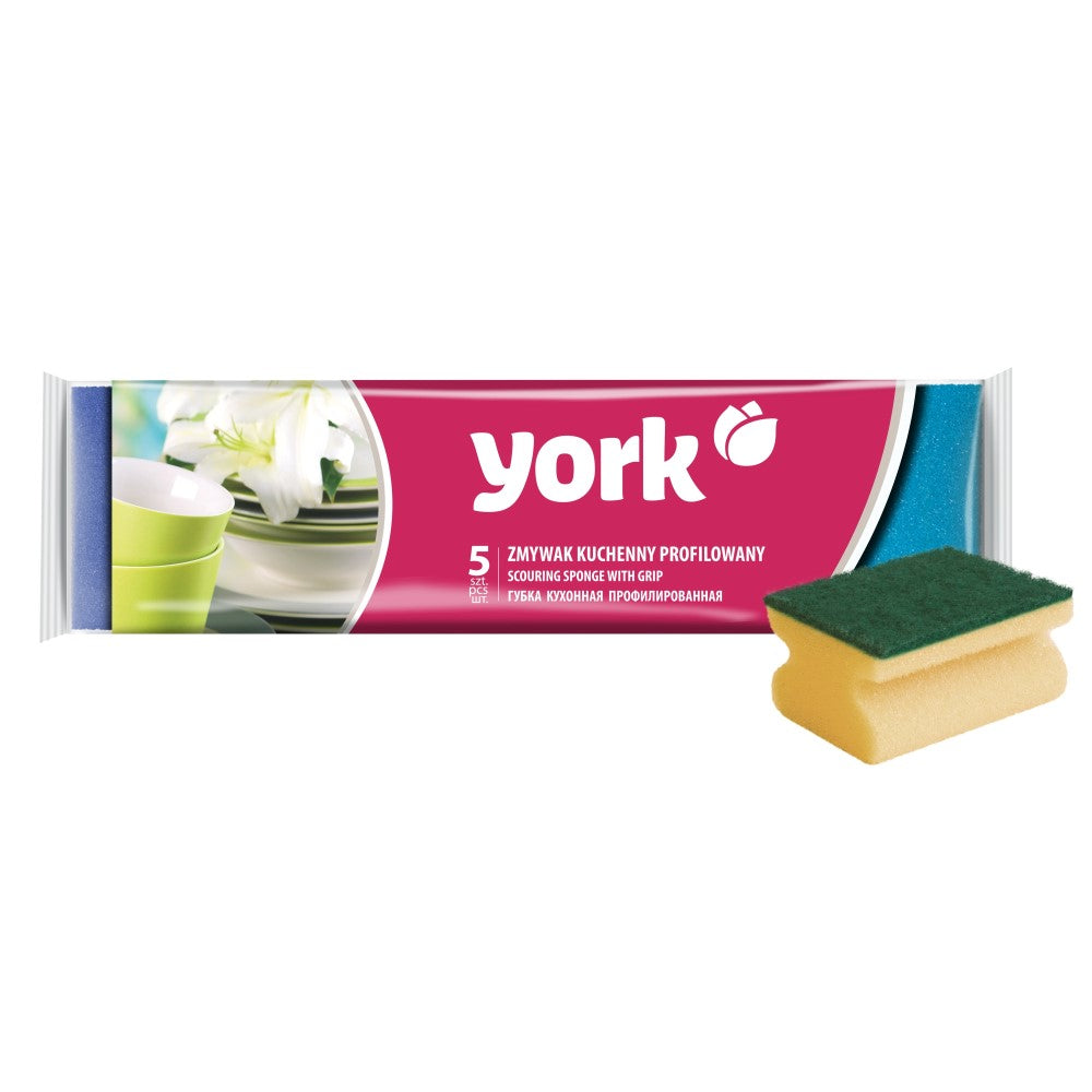 YORK SCOURING SPONGE W/GRIP 5PC