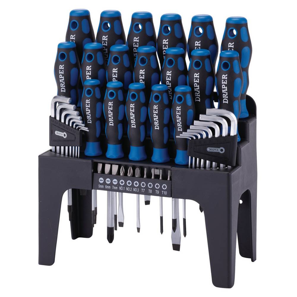 DRAPER 44PC S.DRIVER SET+STAND BLUE